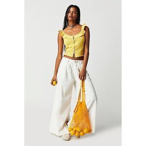 Free People $78 Yellow Riviera Lace Tank Top NEW